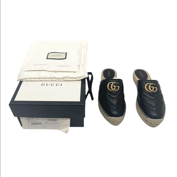 Gucci GG Marmont Quilted Black Leather Espadrille - Picture 3 of 12